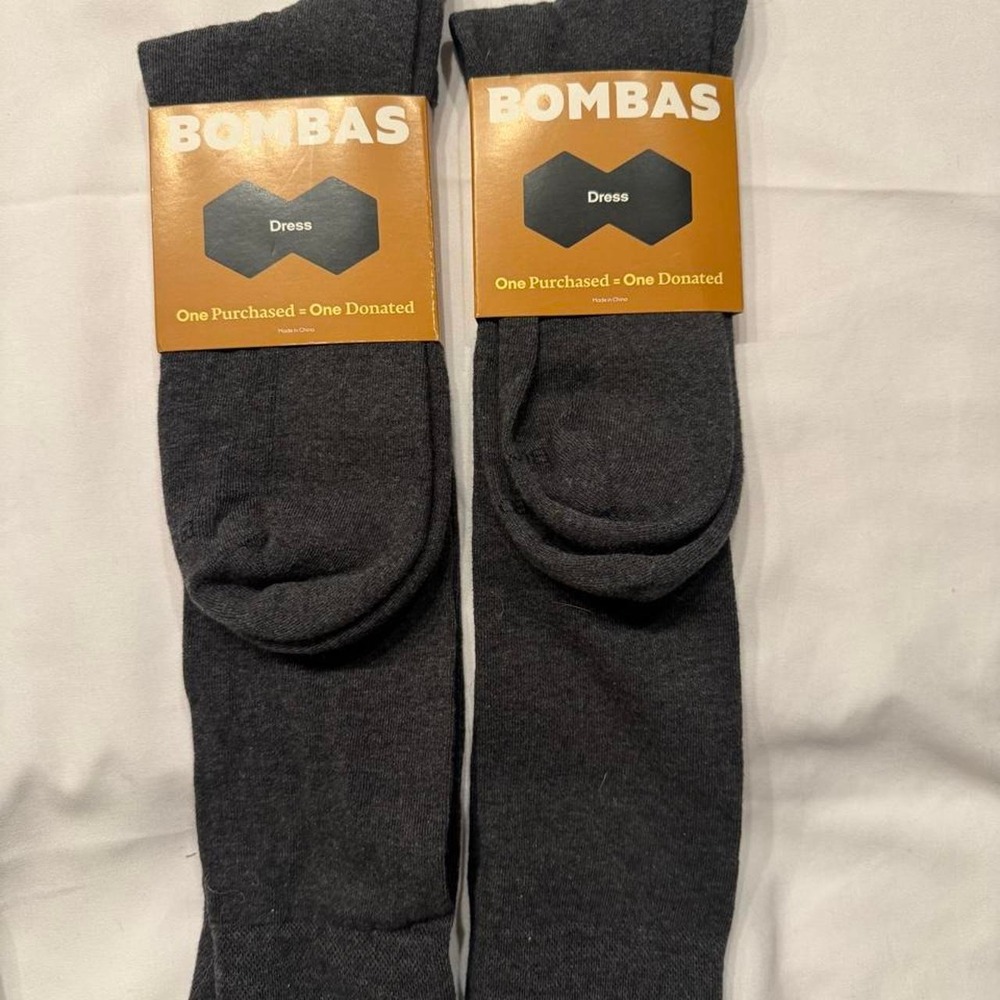 Bombas Men's Lightweight Dress Socks XL Charcoal Gray NWT 2 Pair Lot